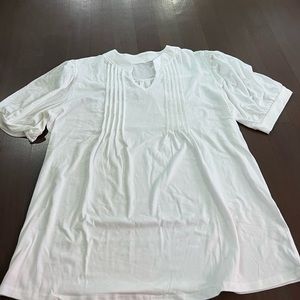 Women's V-neck blouses. Size XL(White)